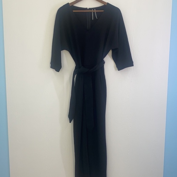 By Anthropologie - Black Woven VNeck Wide Leg Jumpsuit Size Small - Picture 7 of 13